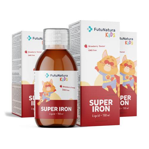 3x Super Iron: Σίδηρος + Βιταμίνες Β – Υγρό συμπλήρωμα διατροφής για παιδιά, συνολικά 450 ml
