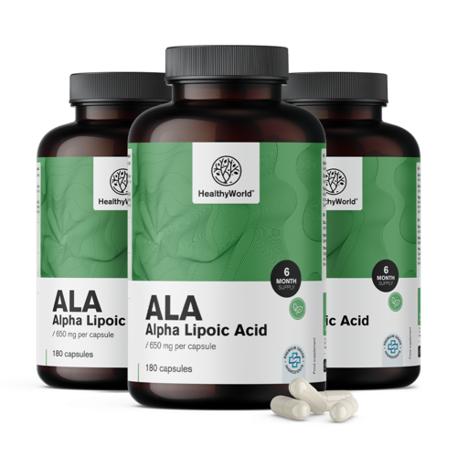 3x ALA – άλφα λιποϊκό οξύ 650 mg, συνολικά 540 κάψουλες