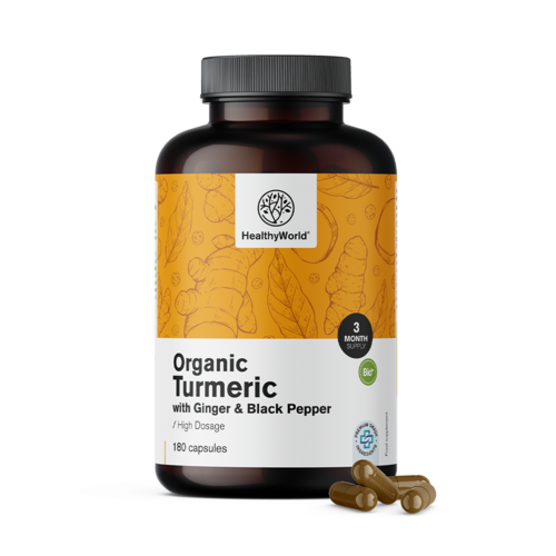 BIO Κουρκουμάς 1440 mg - με τζίντζερ και μαύρο πιπέρι, 180 κάψουλες