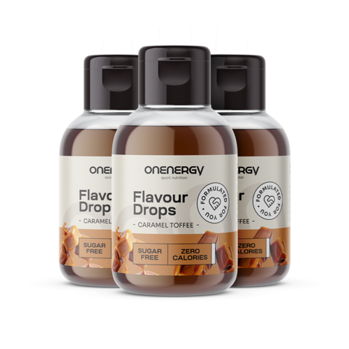 3x Σταγόνες Flavour Drops με γλυκαντικό – toffee καραμέλα, συνολικά 150 ml