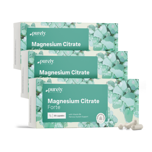 3x Magnesium Citrate Forte + βιταμίνη Β6, συνολικά 180 κάψουλες