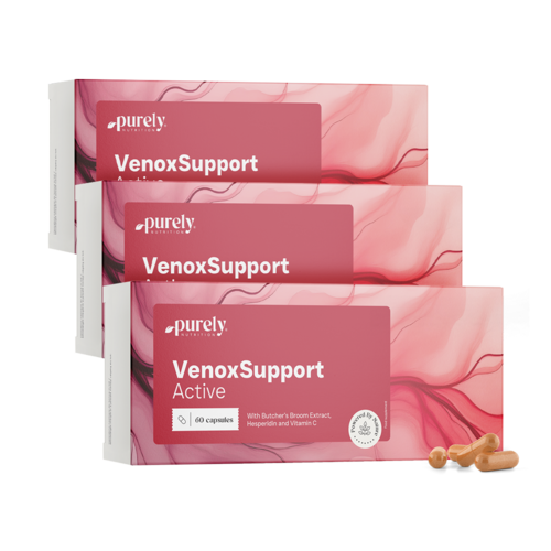 3x VenoxSupport Active - για κουρασμένα και βαριά πόδια, συνολικά 180 κάψουλες