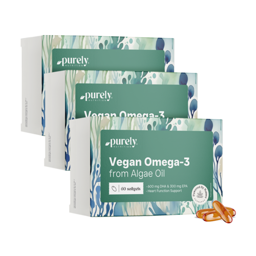3x Vegan ωμέγα-3 1100 mg - από φύκια, συνολικά 180 μαλακές κάψουλες