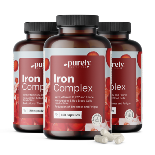 3x Iron Complex – σίδηρος με βιταμίνες C και B12, συνολικά 540 κάψουλες