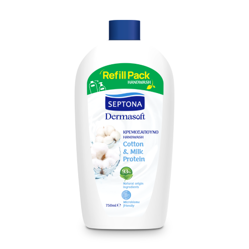 Υγρό σαπούνι χεριών Dermasoft – βαμβάκι και γάλα